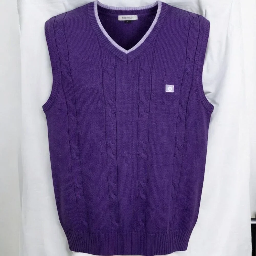 Southpole Purple Cable Knit Sweater Vest V Neck Y2K Street Preppy Size Large - Picture 8 of 8